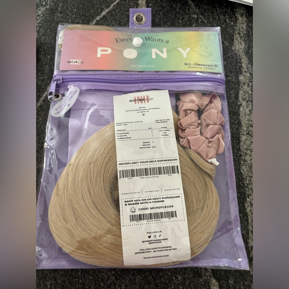Brand new INH Brit Ponytail Extension- champagne blonde- blonde extra long